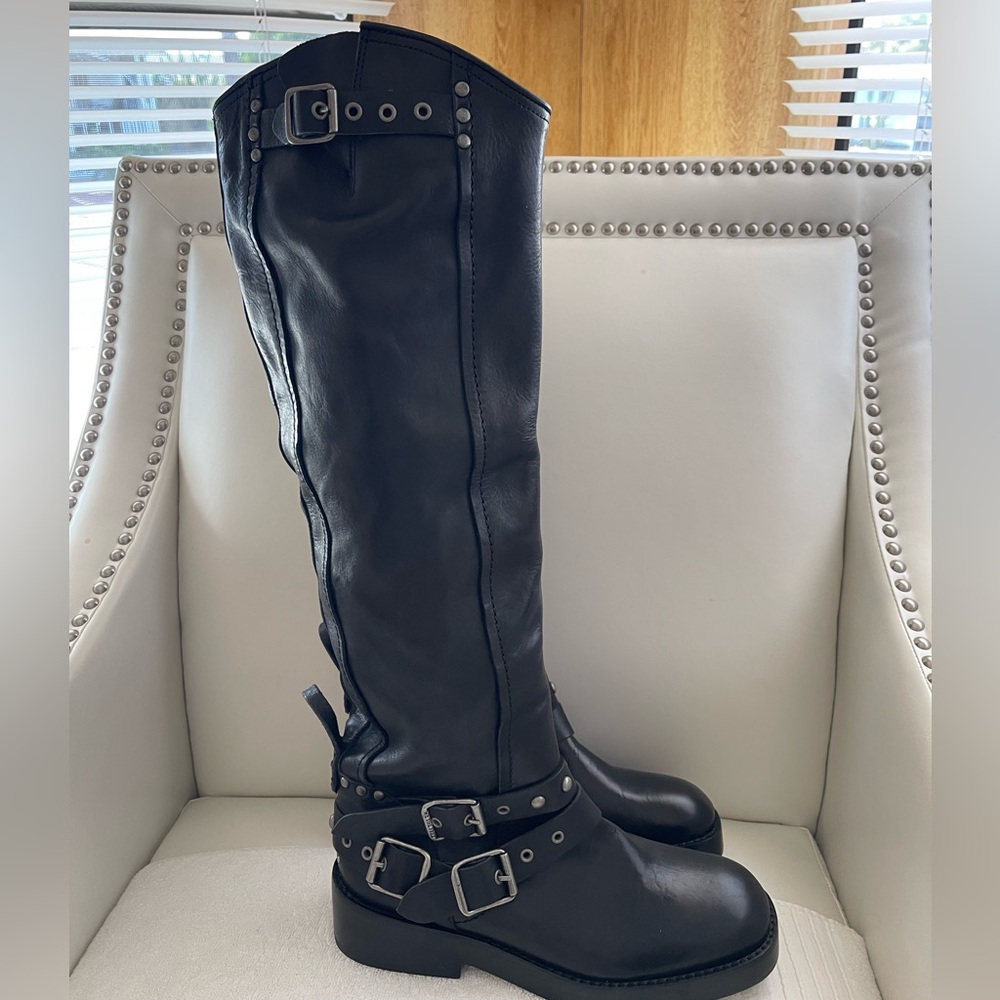 NEW FREE PEOPLE We The Free Janey Tall Engineer Boots - Picture 5 of 13
